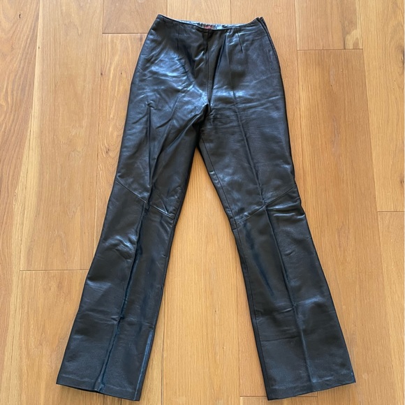 Black leather bootcut pants - Picture 1 of 7